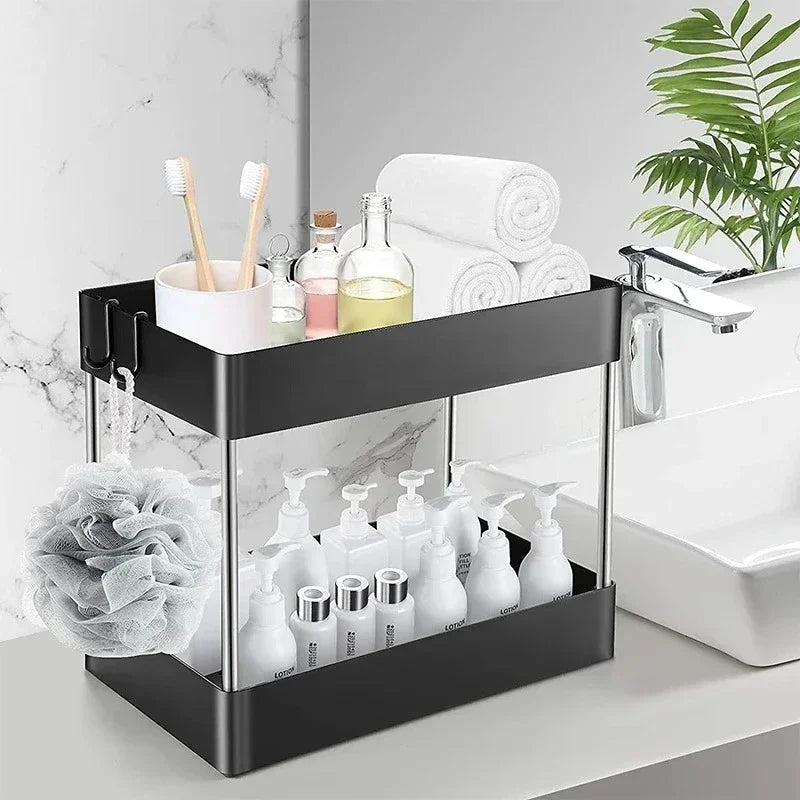 Under Sink Storage Organizer 2 Tier Drawer Rack Cabinet Under Sink Storage Rack