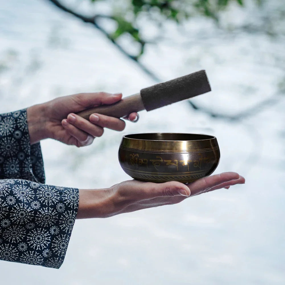 Metal Handmade Buddha Sound Bowl Tibetan Bronze Chime Bell Yoga Meditation Brass Chime Music Therapy Tibetan