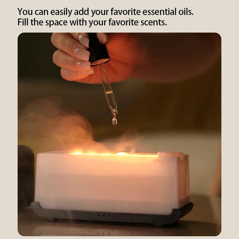 New Aroma Diffuser Humidifier Ultrasonic Cool Mist Fogger LED Essential Oil Flame Lamp