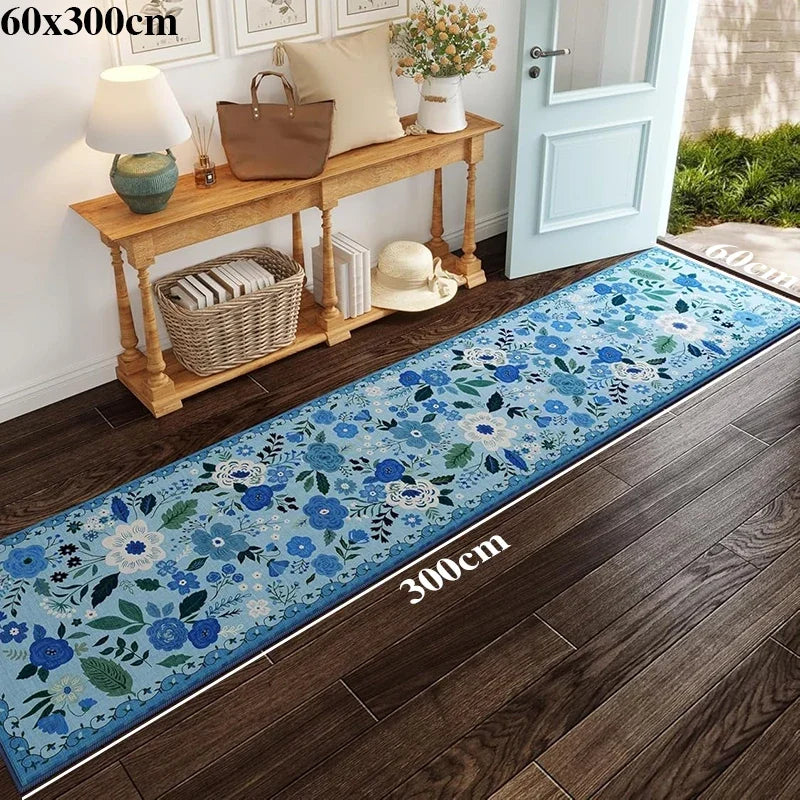 Hallway Carpet Runway Rug Machine Washable Non-slip Floor Mat Spring Flower Home Decoration Rugs for Living Room