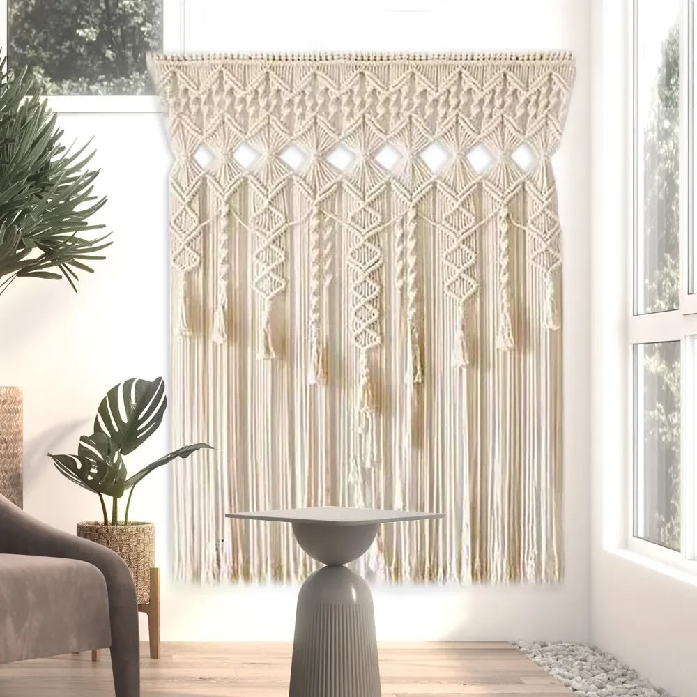 Macrame Woven Wall Hanging Tapestry Boho Backdrop Curtain Handmade US