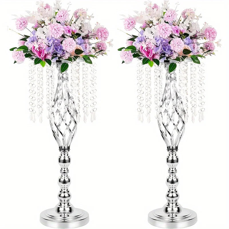 10pcs Metal Flower Vases Crystal Stand Centerpieces for Tables