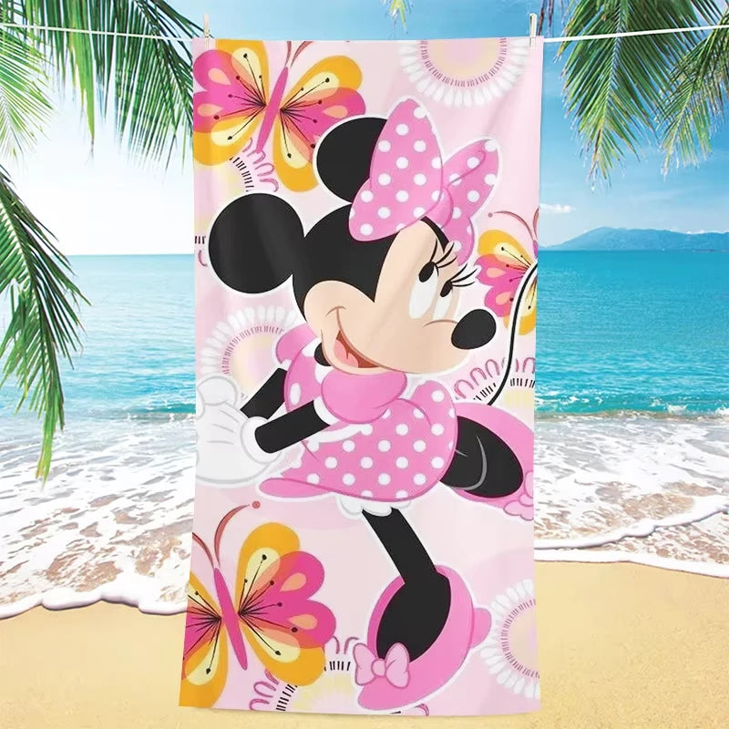 Beach Towel Cute Minnie Pink Summer 3D Printing Children and Adults Microfiber Material Soft Comfortable