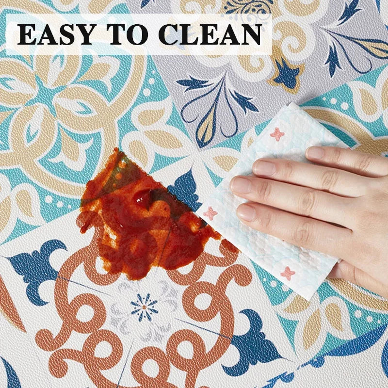 Kitchen Carpet Non-slip Rugs Waterproof Floor Mat Anti-fatigue Leather Area Rug Oil-proof Easy To Clean Alfombras De Cocina
