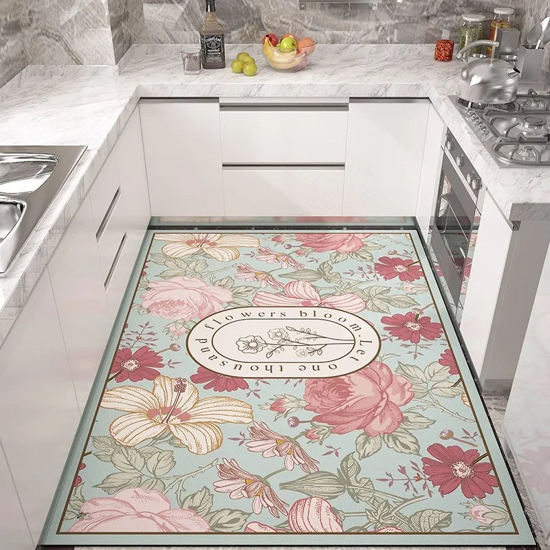 Kitchen Carpet Non-slip Rugs Waterproof Floor Mat Anti-fatigue Leather Area Rug Oil-proof Easy To Clean Alfombras De Cocina