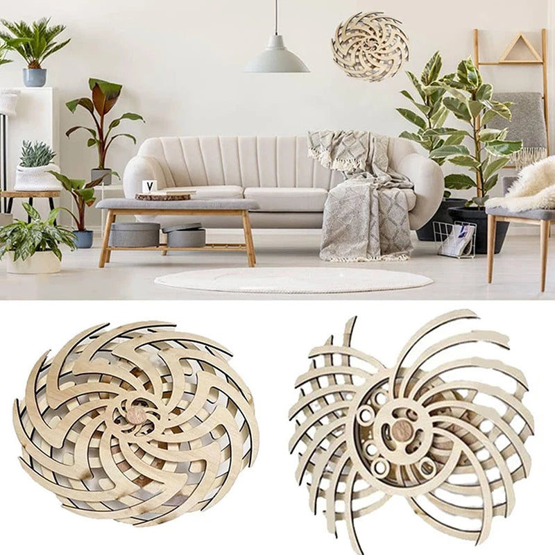 Handmade Retro Kinetic Wall Art Wooden Windmill Reversal Statue Home Decor Crafts