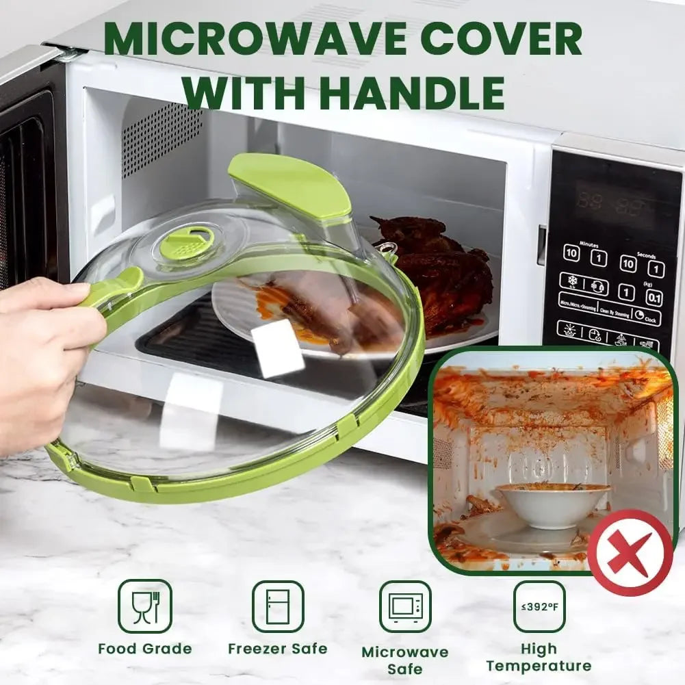 Microwave Cove Clear Splatter Cover with Water Steamer and Handle 10 Inch Plate Cover