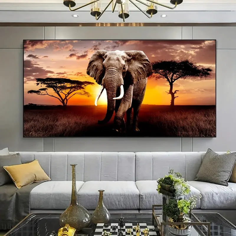1pc Unframed Canvas Poster Animal Elephant, For Bedroom Living Room Wall Art Decor