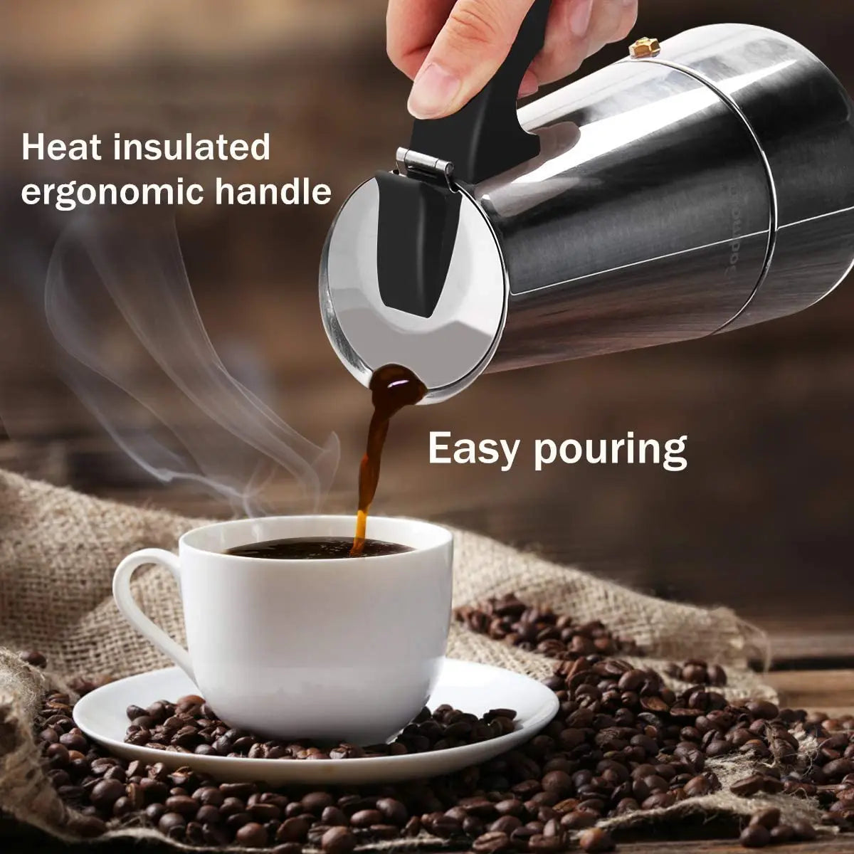 6 Cups Pot Caffe Machine Espresso, Latte, Percolator Stove Top Coffee Maker