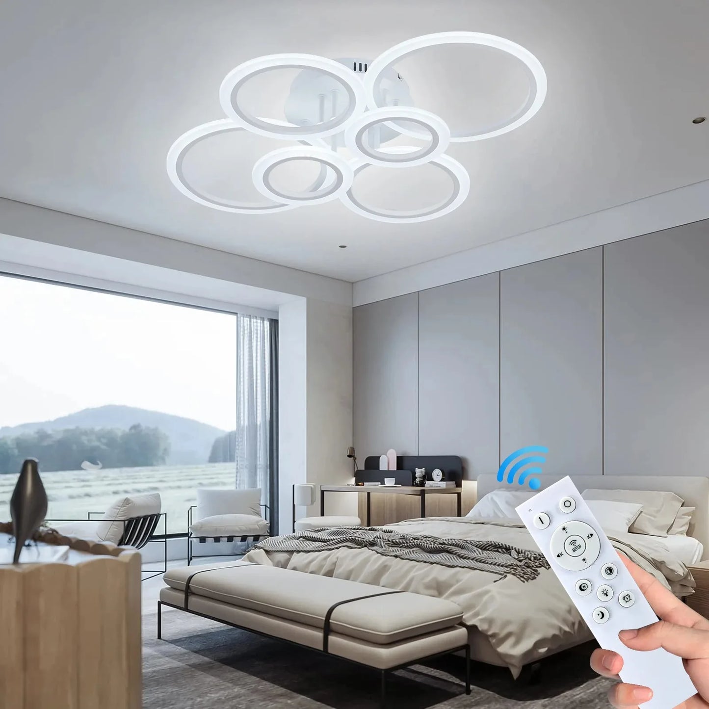 LED Chandelier Lighting Ring Ceiling Mount Living Room Bedroom pendant lamp