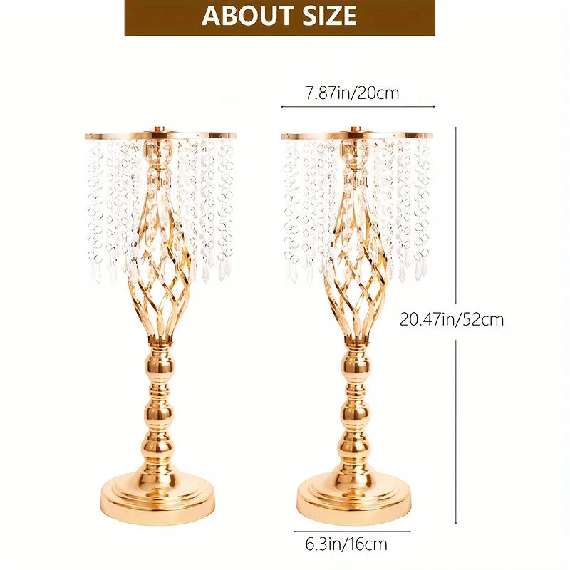 10pcs Metal Flower Vases Crystal Stand Centerpieces for Tables