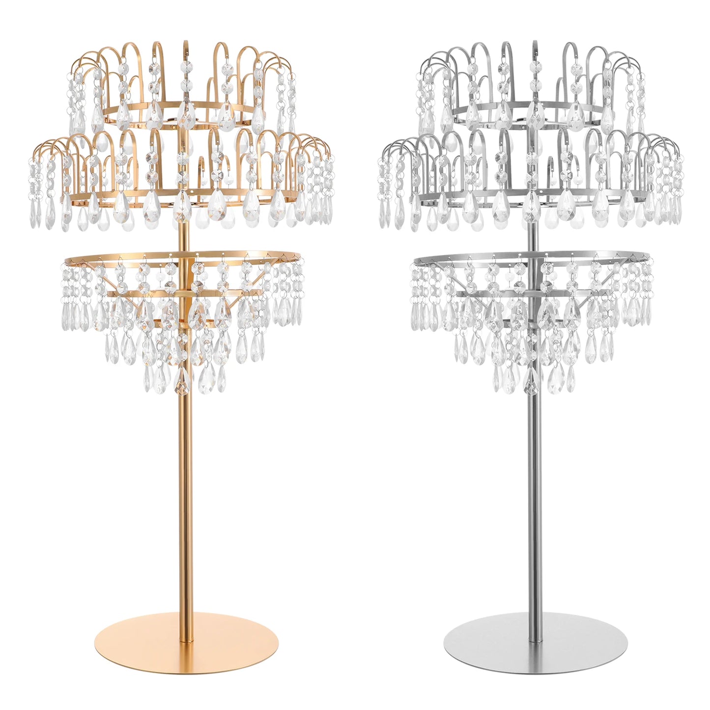 5 Tiers Crystal Flower Display Stand Floral Holder Elegant Fountain Decoration Shelf Silver