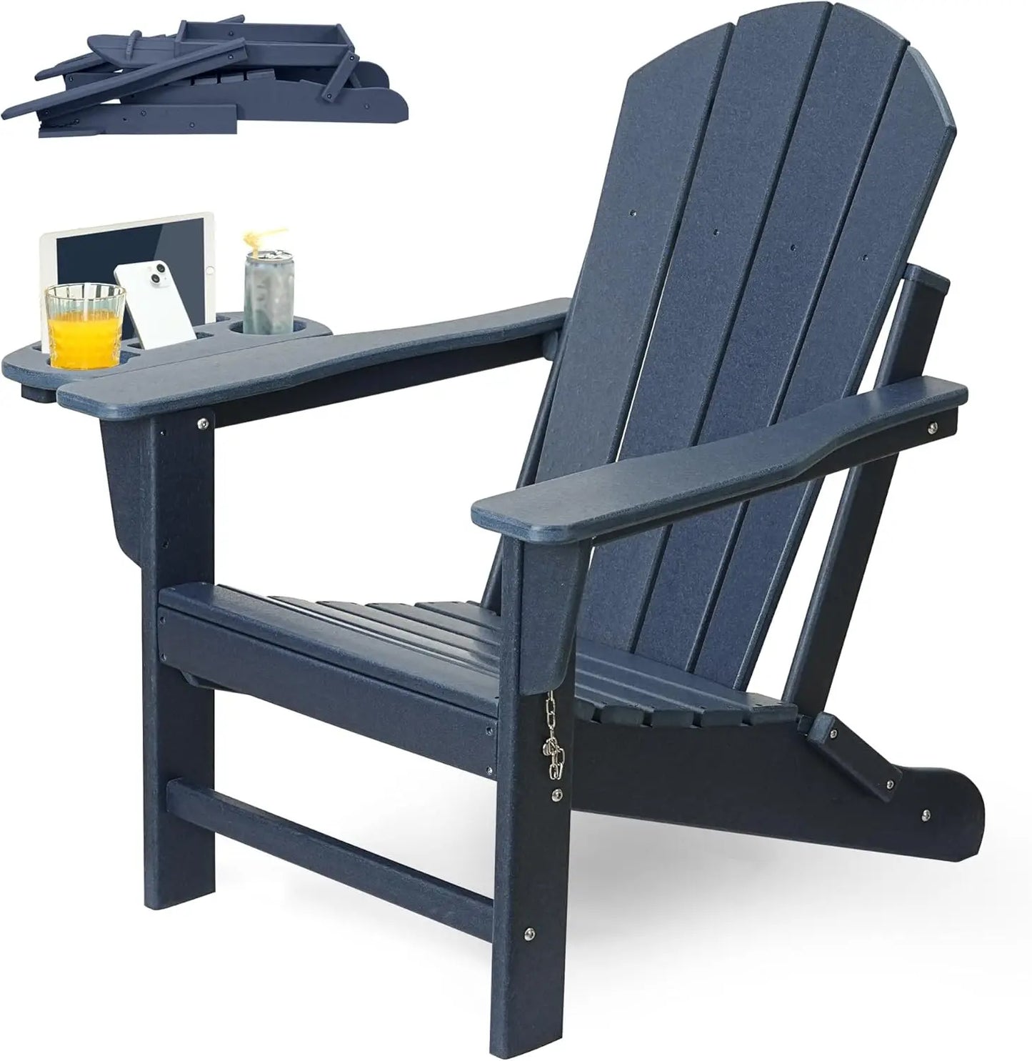 Adirondack Chair Set Chair w/4 in 1 Cup Holder Trays, Weather Resistant Outdoor