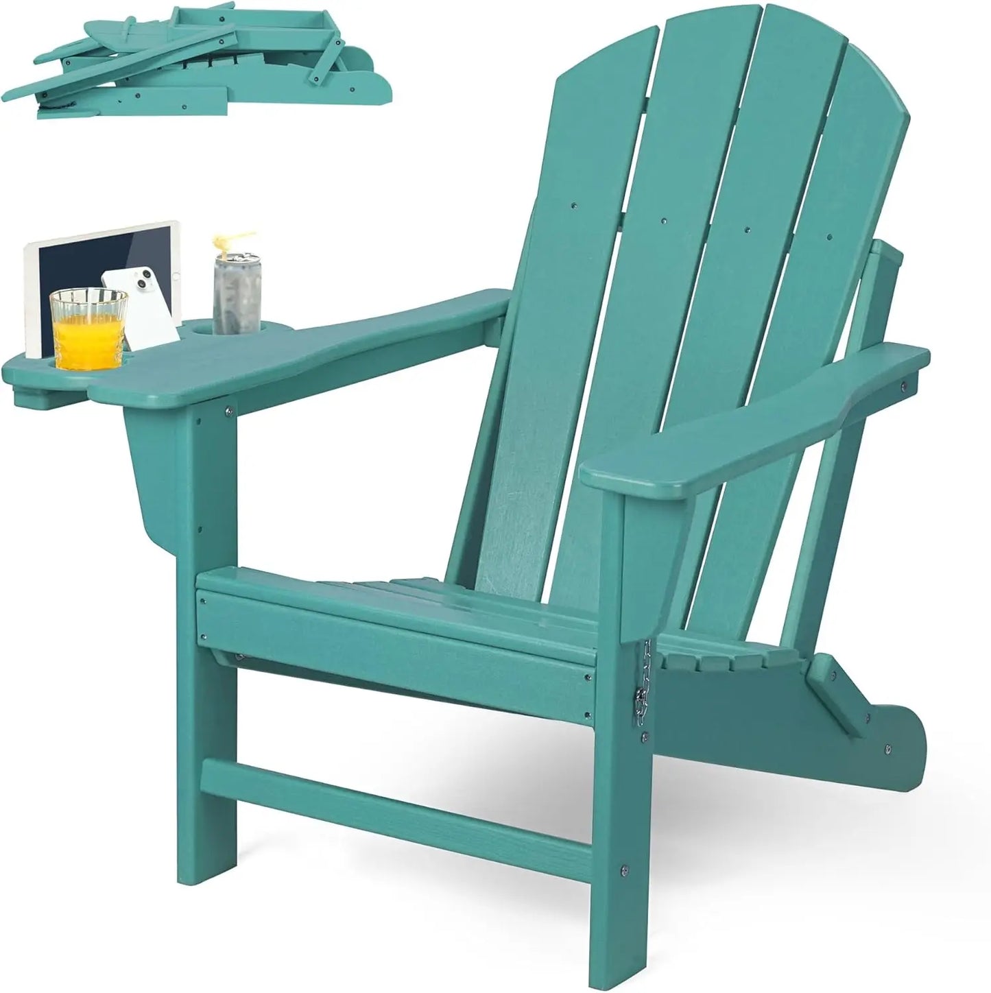 Adirondack Chair Set Chair w/4 in 1 Cup Holder Trays, Weather Resistant Outdoor