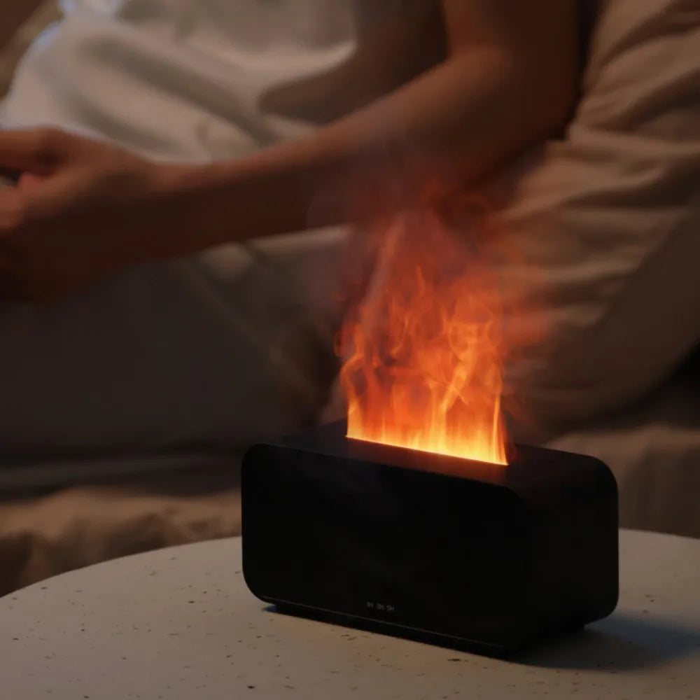 Humidifier Flame Aromatherapy Diffuser Can Add Essential Oils 7 Colors Flame Diffuser Timing Protection USB Humidifier