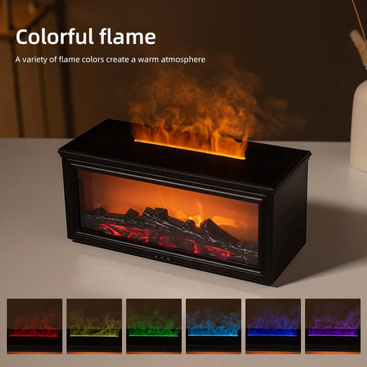 7 colors of essential oil fireplace diffuser flame aromatherapy humidifier aromatherapy