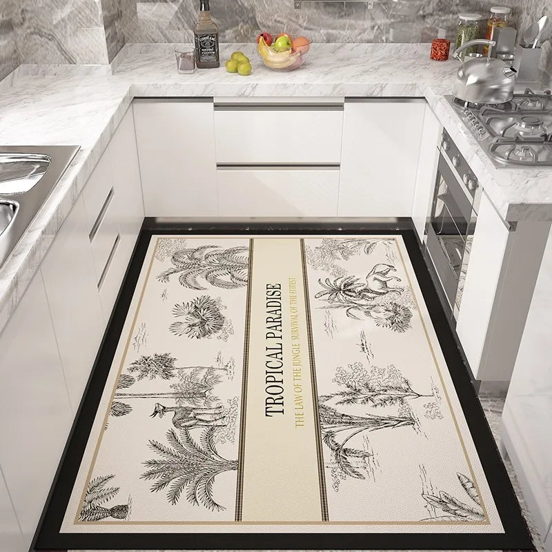 Kitchen Carpet Non-slip Rugs Waterproof Floor Mat Anti-fatigue Leather Area Rug Oil-proof Easy To Clean Alfombras De Cocina