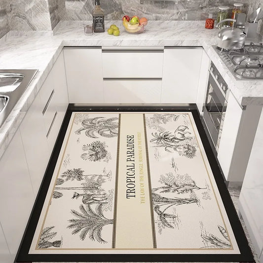 Kitchen Carpet Non-slip Rugs Waterproof Floor Mat Anti-fatigue Leather Area Rug Oil-proof Easy To Clean Alfombras De Cocina