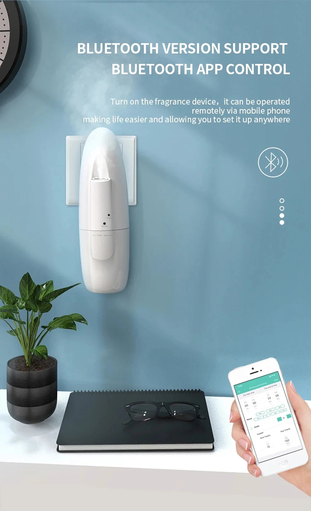 Smart Aroma Essential Oil Diffuser Bluetooth APP Control Plug-in Wall Scent Aromatherapy Machine
