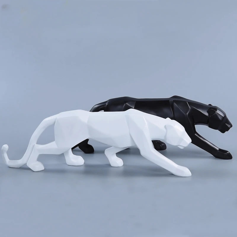 Panther Statue Figurine Abstract Geometric Style Leopard Sculpture for any room