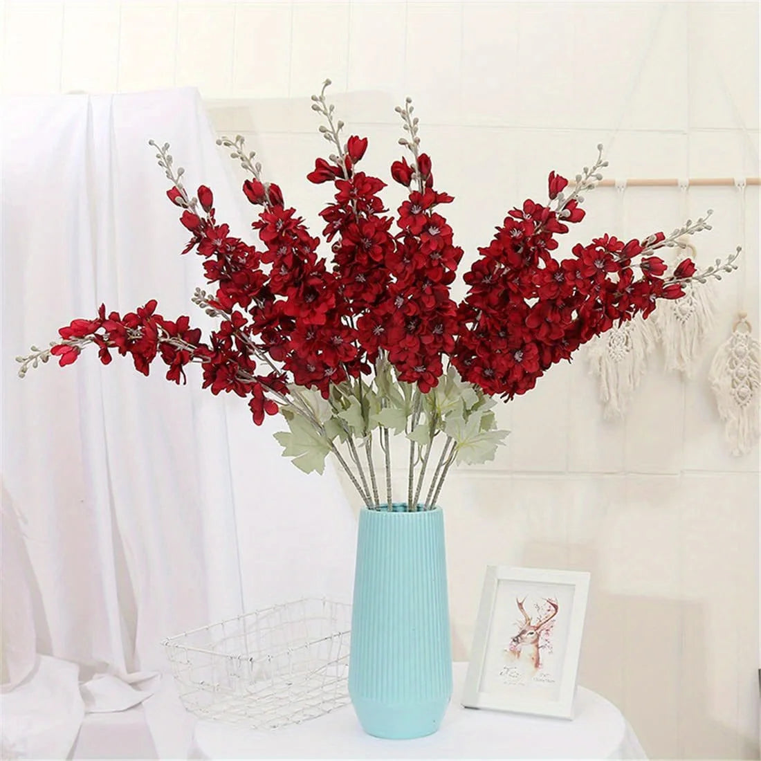 6 Pcs Delphinium Artificial Flowers for Vase Larkspur 33.5in Long Stem Faux Silk Flowers for Home Party Table Decor