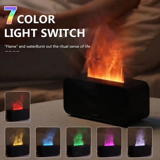 Humidifier Flame Aromatherapy Diffuser Can Add Essential Oils 7 Colors Flame Diffuser Timing Protection USB Humidifier
