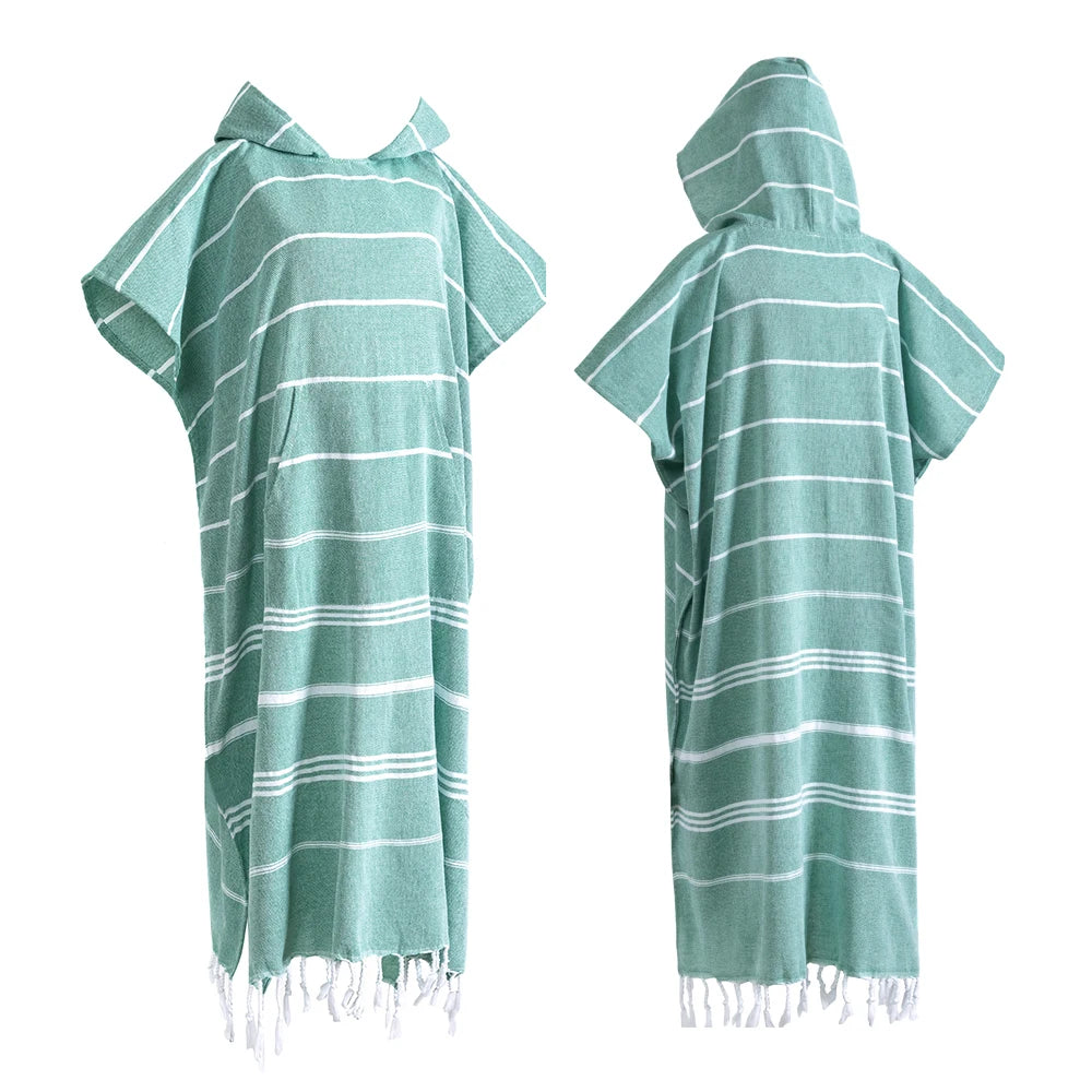 Turkish Wearable Beach Wear Sand proof Cotton Surf Poncho Hooded Wetsuit Quick Drying