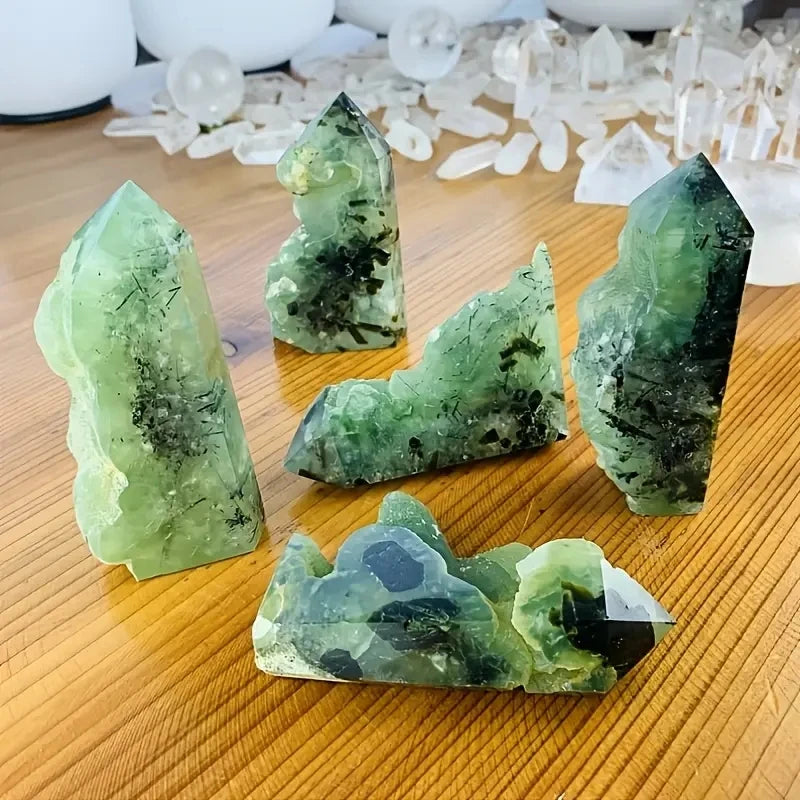 1pc Natural Prehnite Stele, Mineral Specimen, Crystal Collection Home Decor