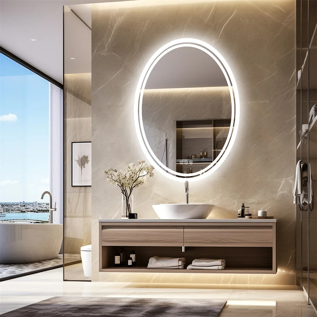 Luxury Oval LED Mirror Backlit LED with Demister for Home All Rooms