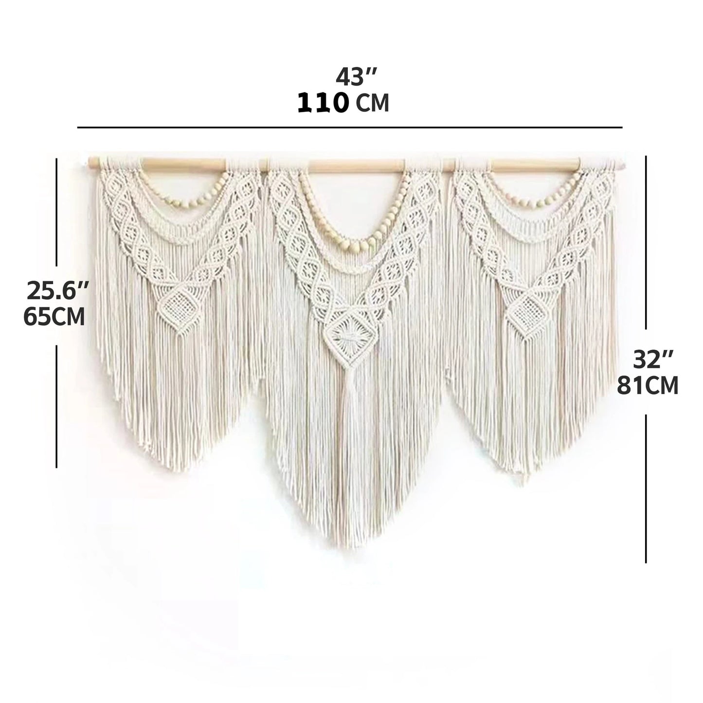Handwoven Bohemian Cotton Rope Boho Tapestry Creamy-White
