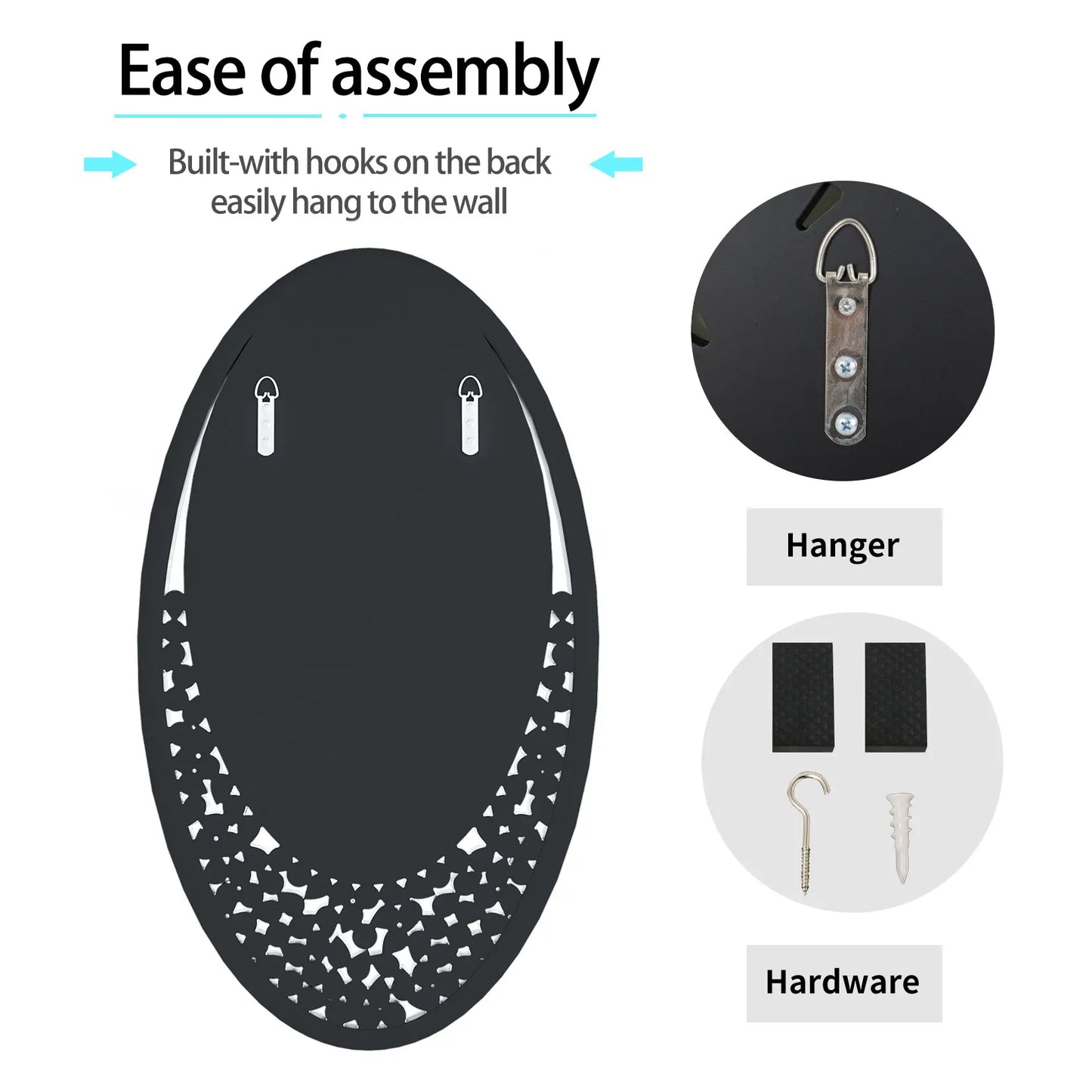 Modern Decor Mirror Wall Elliptical Vanity Mirror w Diamonds Crystal Frame for Home any Room