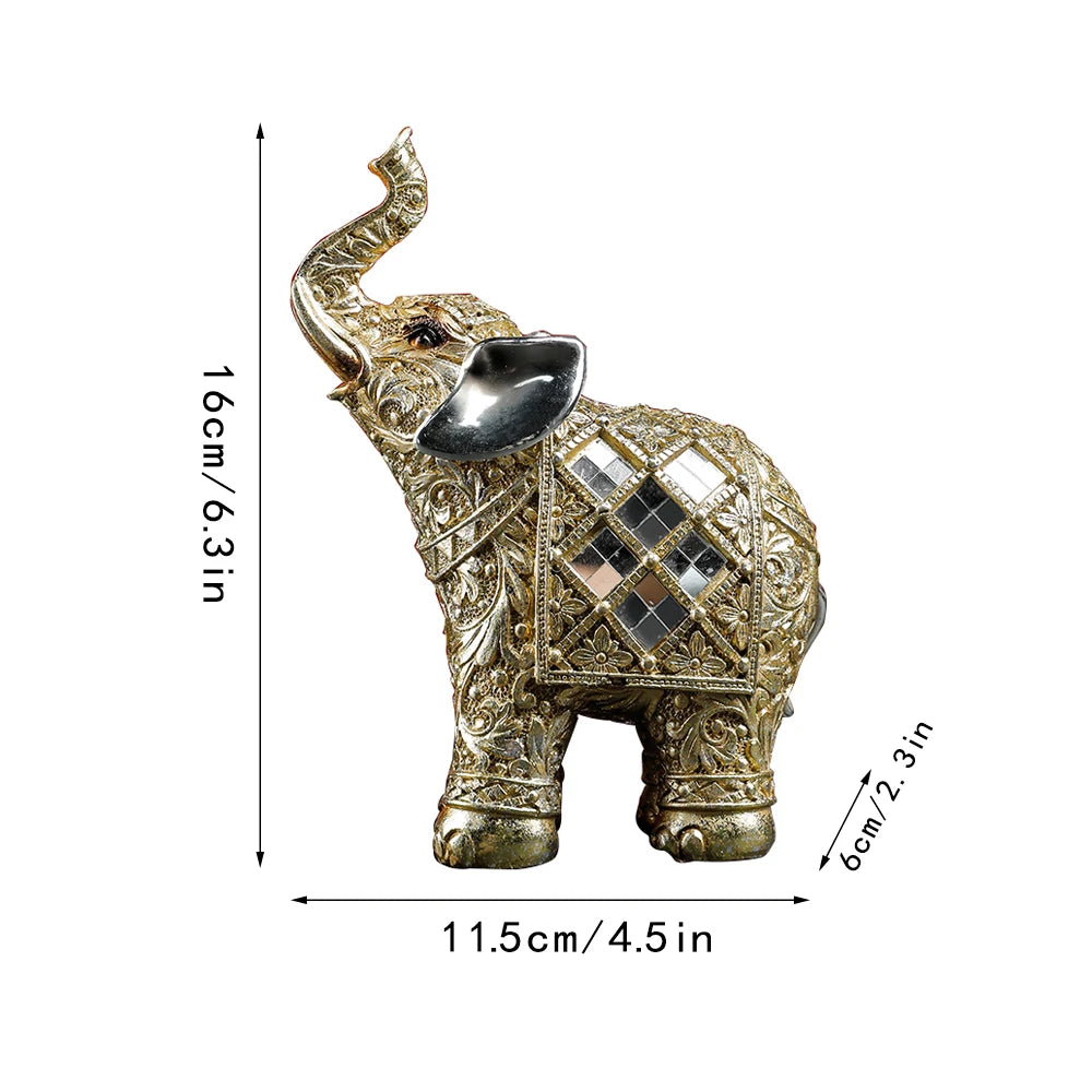 Elephant Lucky Feng Shui Statue Sculpture Chinese Wealth Figurine for Home Decoration Luxury Good Lucky Gift Table Room Decor
