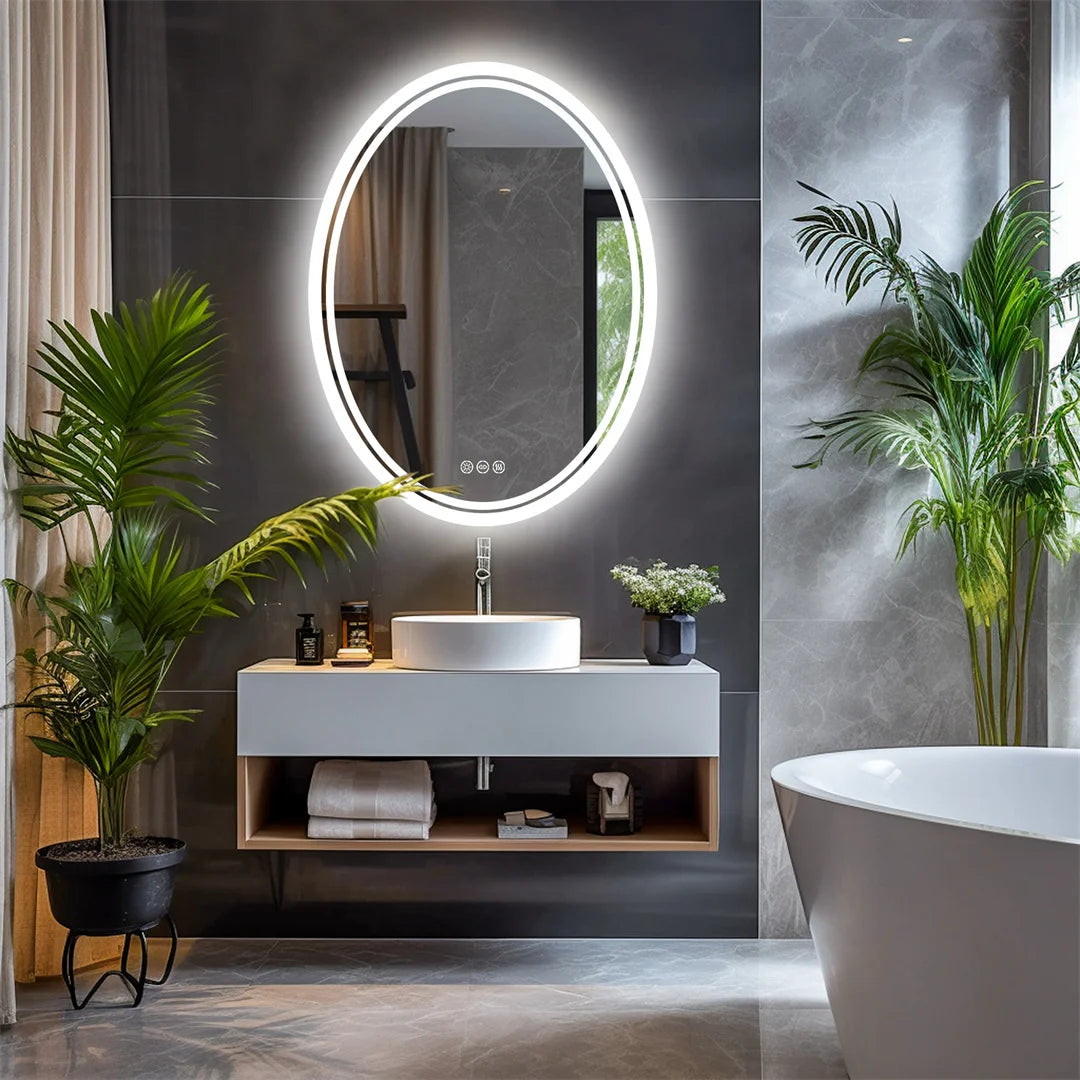 Luxury Oval LED Mirror Backlit LED with Demister for Home All Rooms