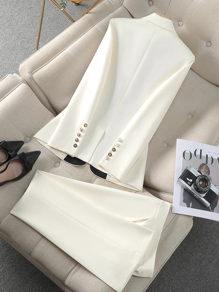 Red Black Beige Women Pant Suit 2 Piece Set Office Ladies Female Business Work Wear Formal Blazer Jacket And Trouser