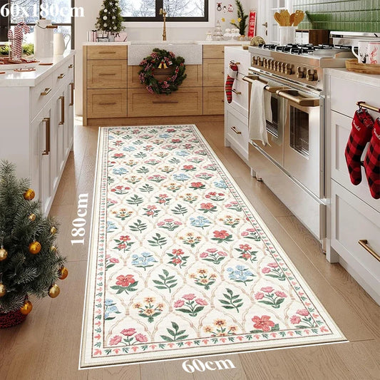 Hallway Carpet Runway Rug Machine Washable Non-slip Floor Mat Spring Flower Home Decoration Rugs for Living Room
