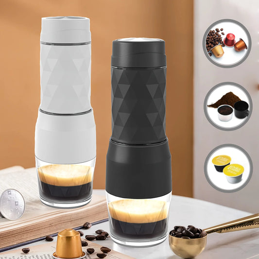 3 In1 Portable Coffee Machine Espresso For Capsule & Ground Hand Press Brewer