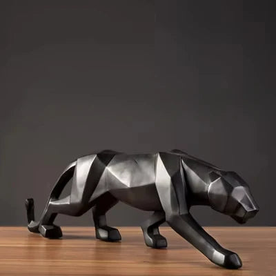Panther Statue Figurine Abstract Geometric Style Leopard Sculpture for any room