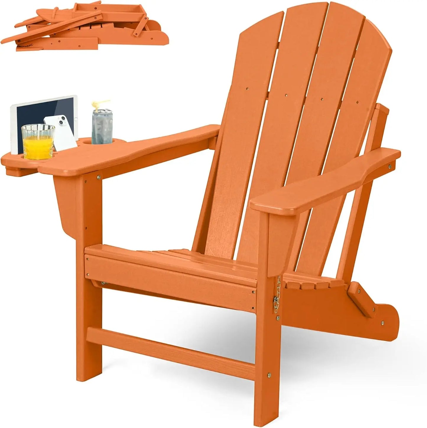 Adirondack Chair Set Chair w/4 in 1 Cup Holder Trays, Weather Resistant Outdoor