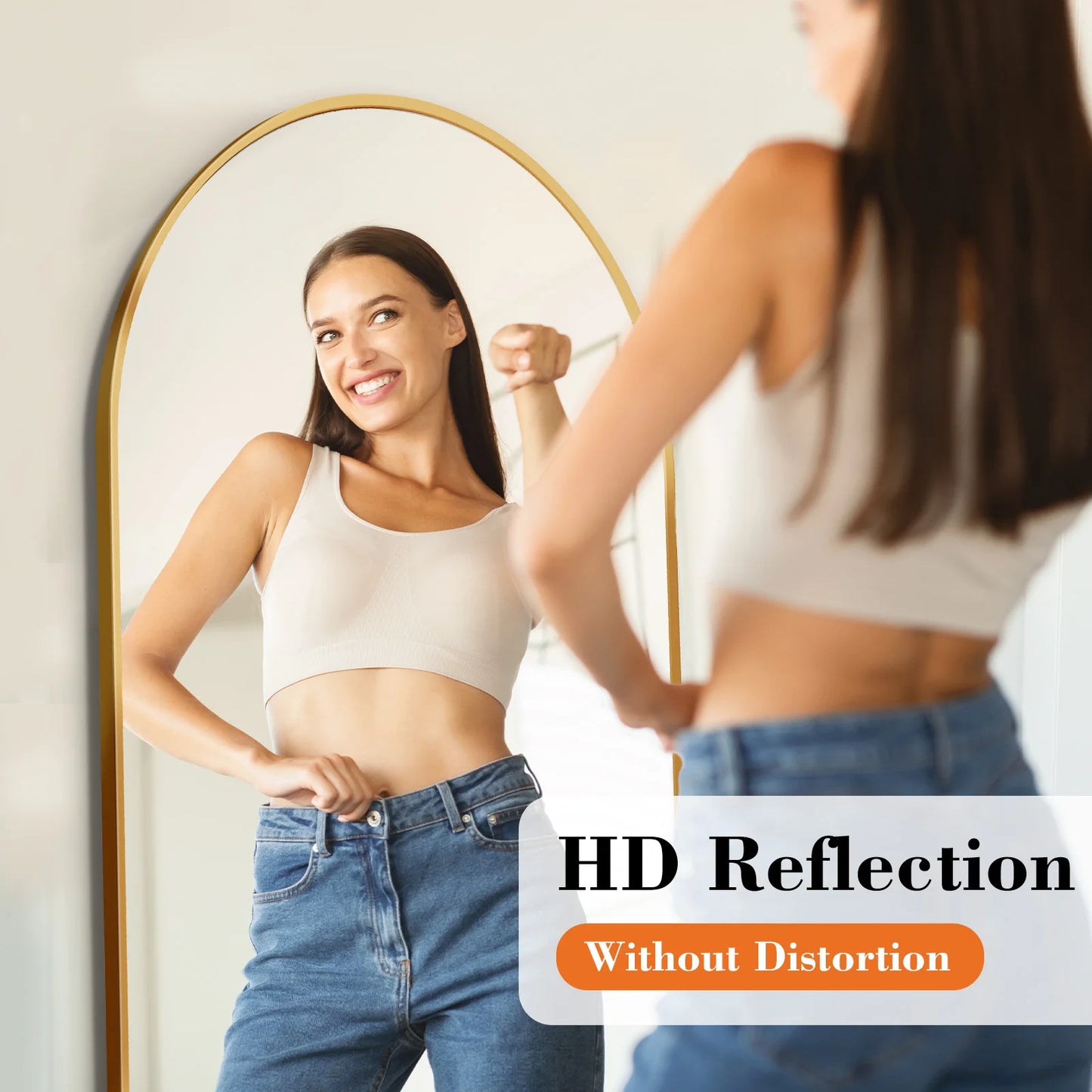 JHK Full Body Wall Mirror 59"x16" Standing Hanging or Wall-Mounted Mirrors with Stand Aluminum Alloy Frame