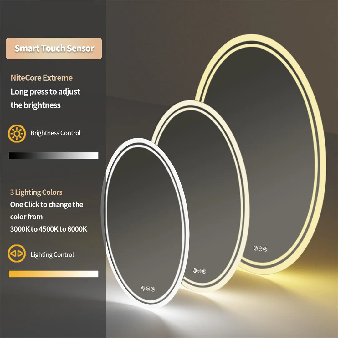 Luxury Oval LED Mirror Backlit LED with Demister for Home All Rooms
