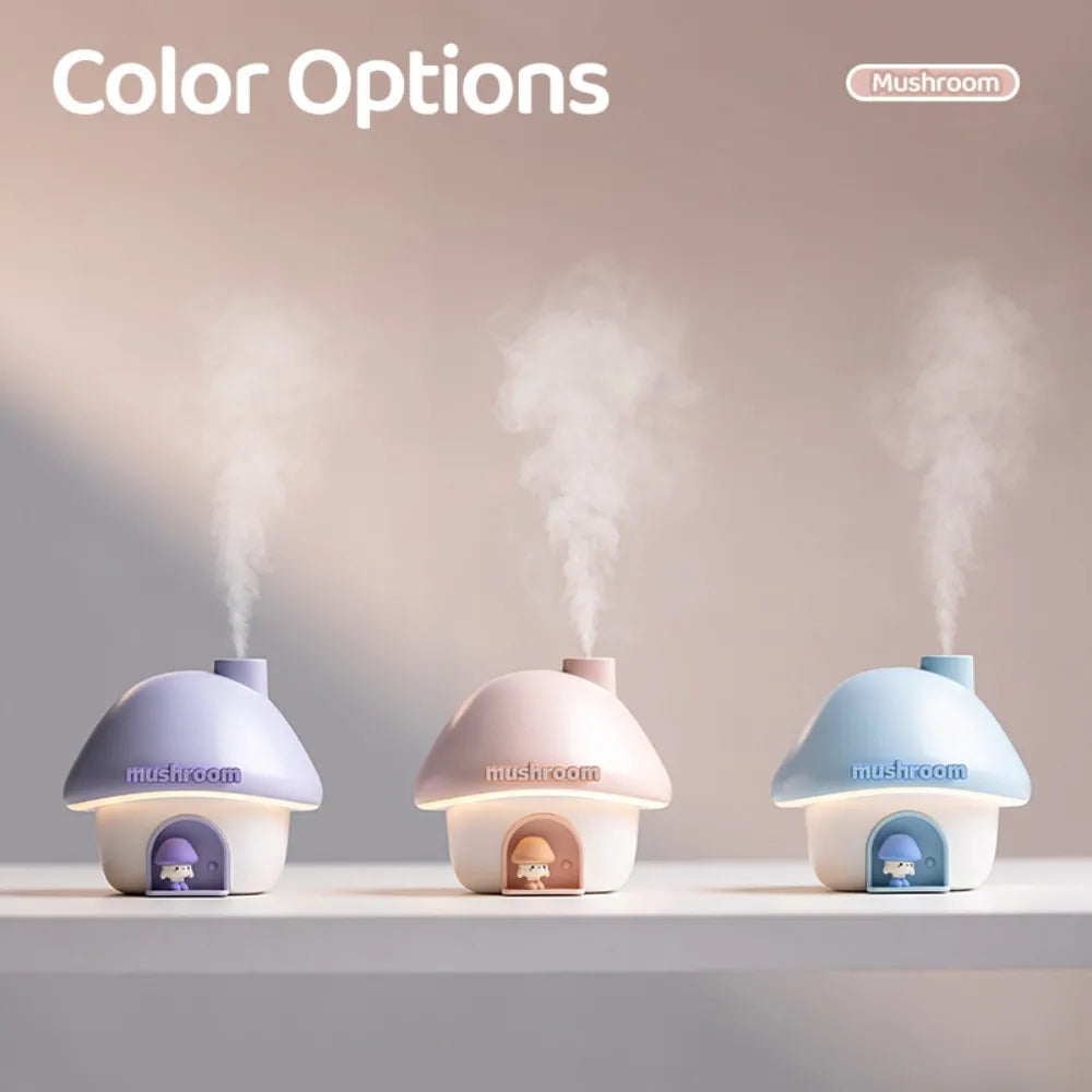 Air Humidifier Essential Oil Aroma Diffusers Colorful Lighting Cute Mushroom House