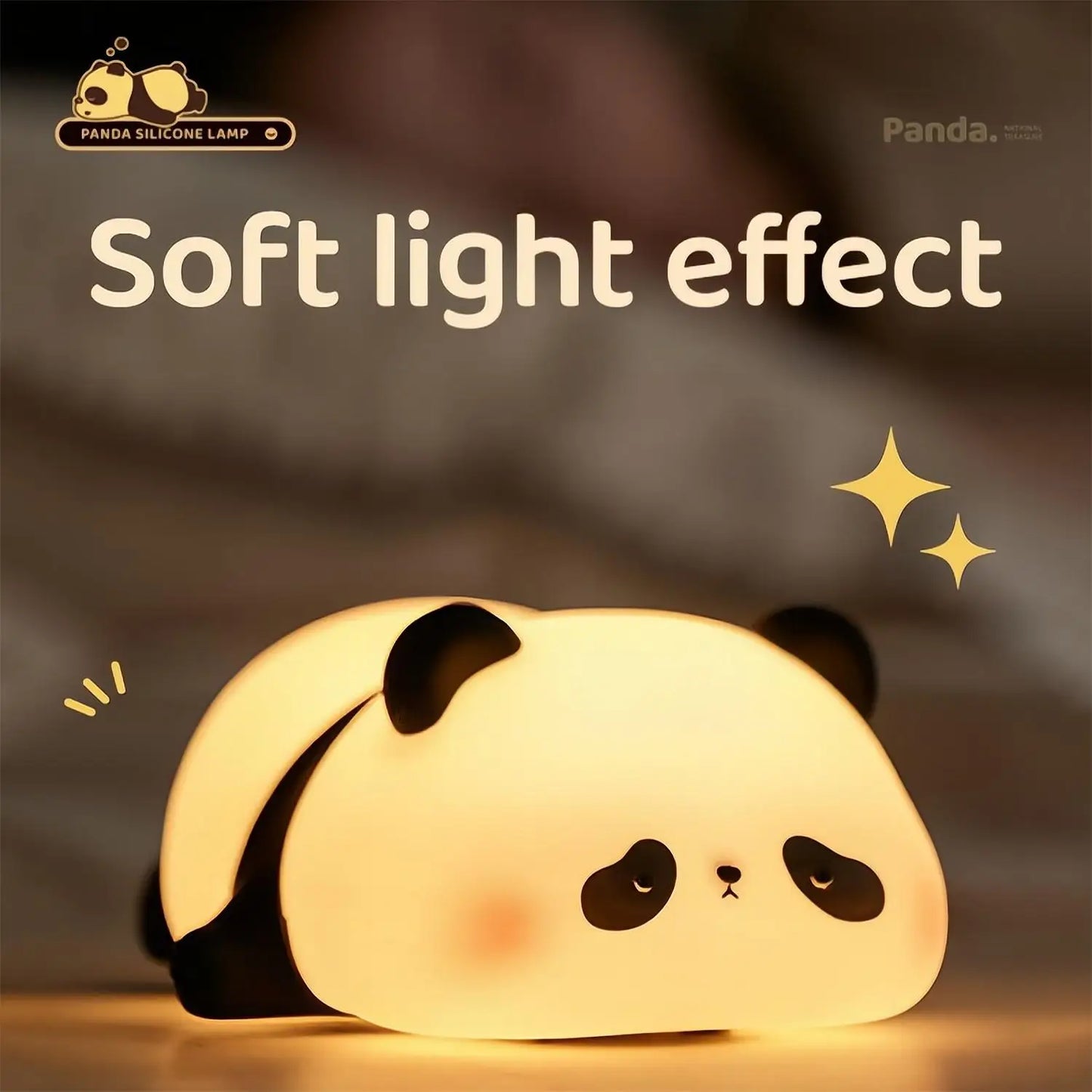 LED Night Light Cute Panda Silicone USB Rechargeable Timing Bedside Decor Kids Baby nightlight