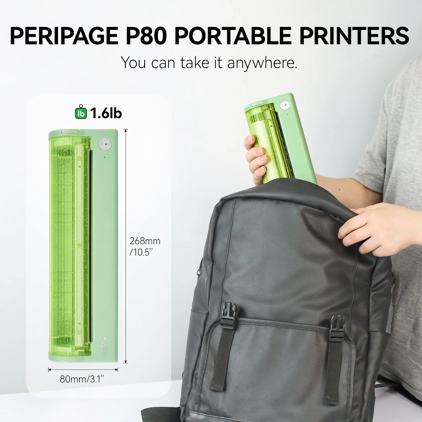 P80 Portable Printers Wireless for Travel, Bluetooth Mobile Printer Portable Compatible with Phone & Laptop