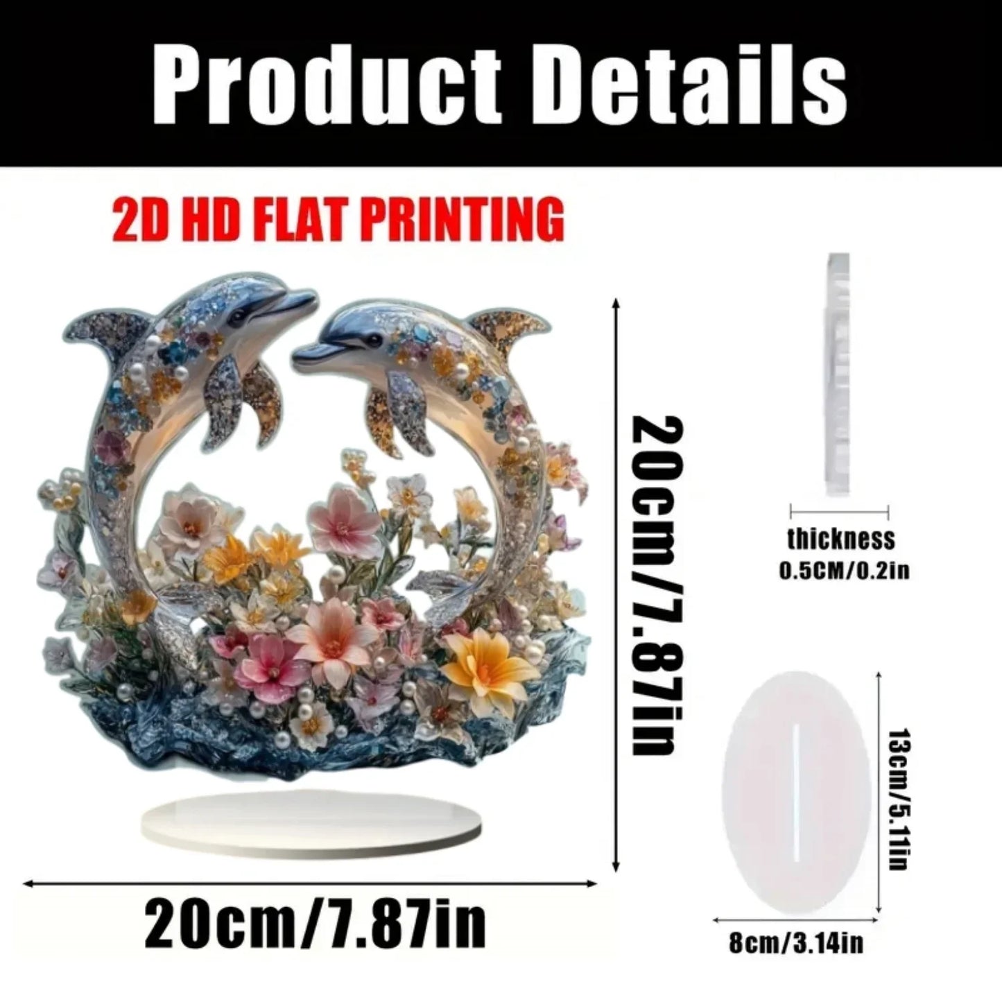 Blue Dolphin Marine Organism Decor Case Ornament Desktop Kit Gift Sign
