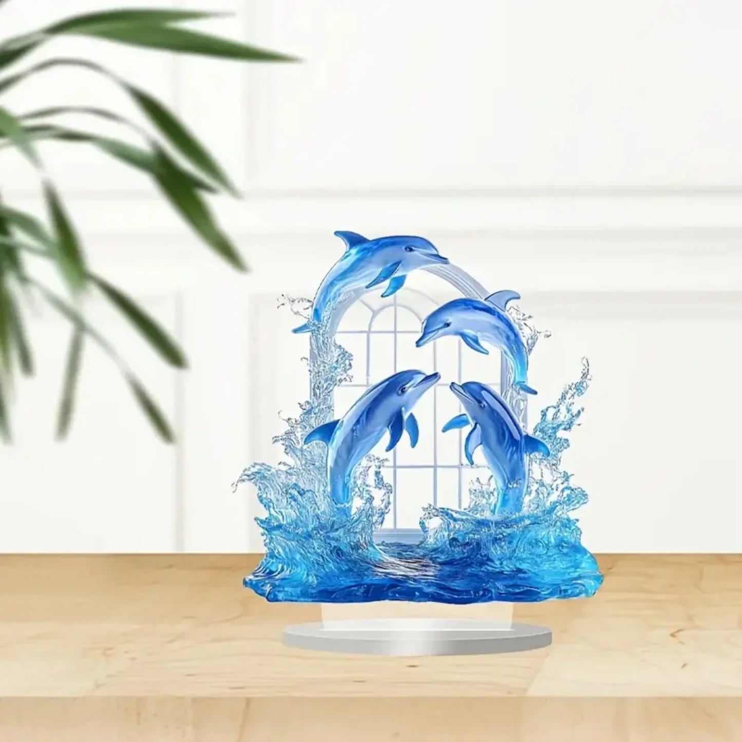 Blue Dolphin Marine Organism Decor Case Ornament Desktop Kit Gift Sign