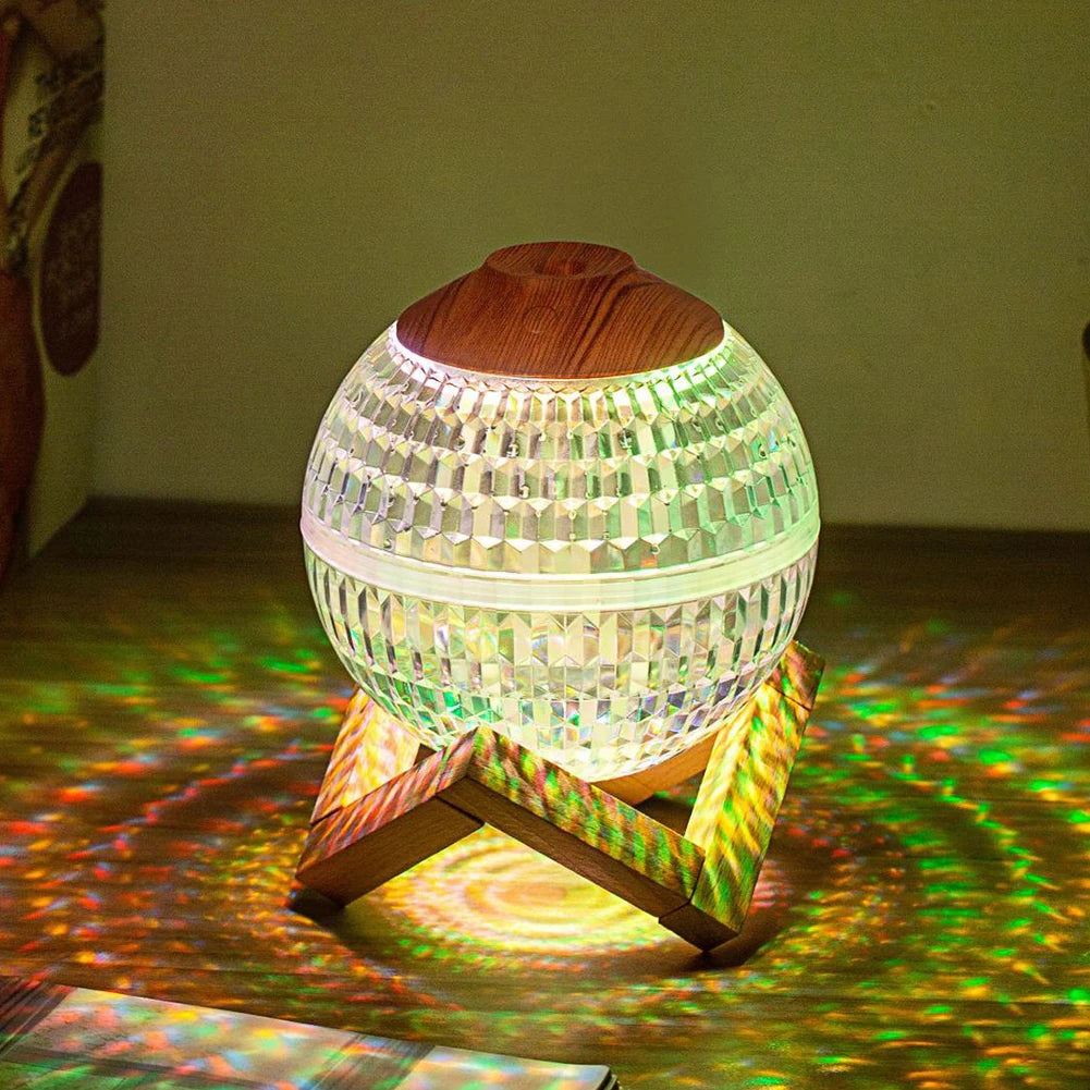 Crystal Ball Essential Oil Diffuser with Colorful Night Light Lasts Up To 6H Type-C Socket for Bedroom/Nursery/Office