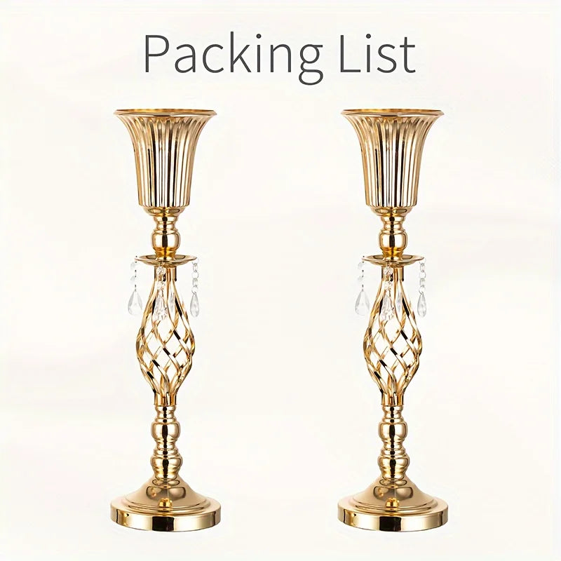 Gold Vase with Chandelier Crystal, 23.2-Inch-Tall Table Decorations for All Occasions