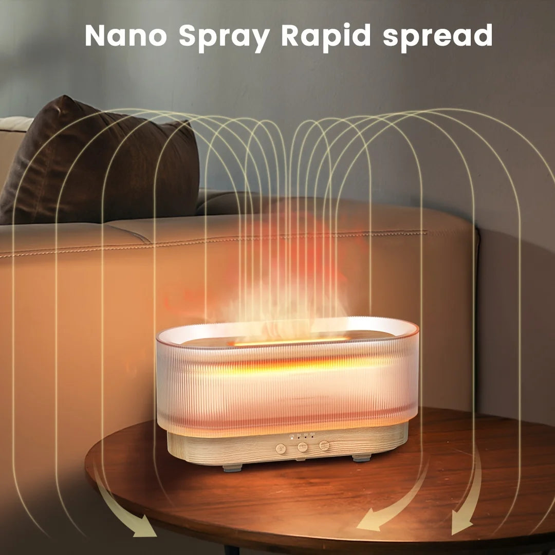 Humidifier 300ml 6 Colors Mood Simulation Flame Light Aromatherapy Diffuser Super Quiet Auto Shut-Off