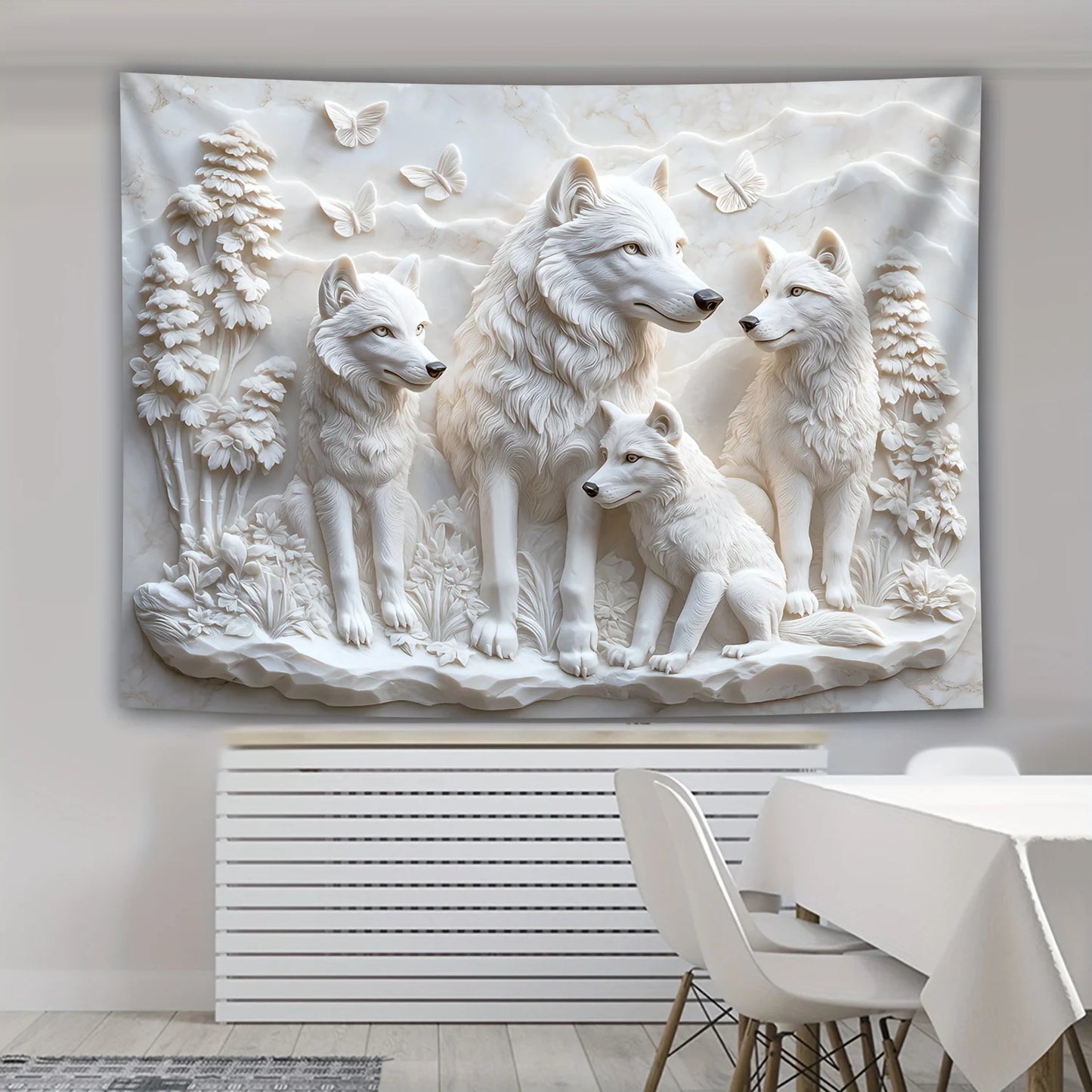 Harmonious Wolves 3D Wall Hanging Tapestry Decorative Wall Hanging for Home Decor