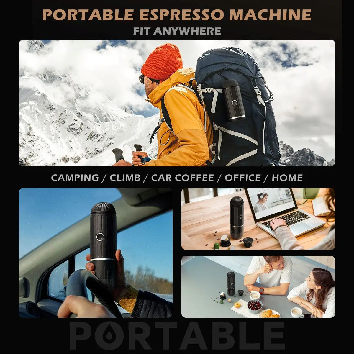 Portable 2 In1 Espresso Machine, Compatible Capsules and Ground Coffee
